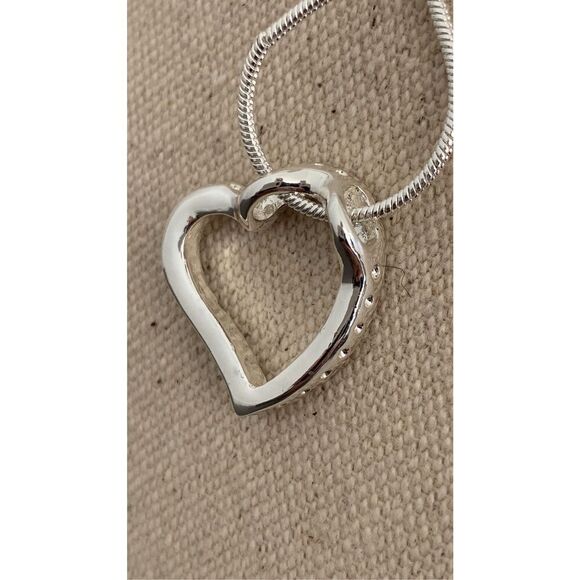 Set of 2 Open Heart Necklaces made with Swarovski Crystals, Rhodium, Gift-Ready - Picture 6 of 8
